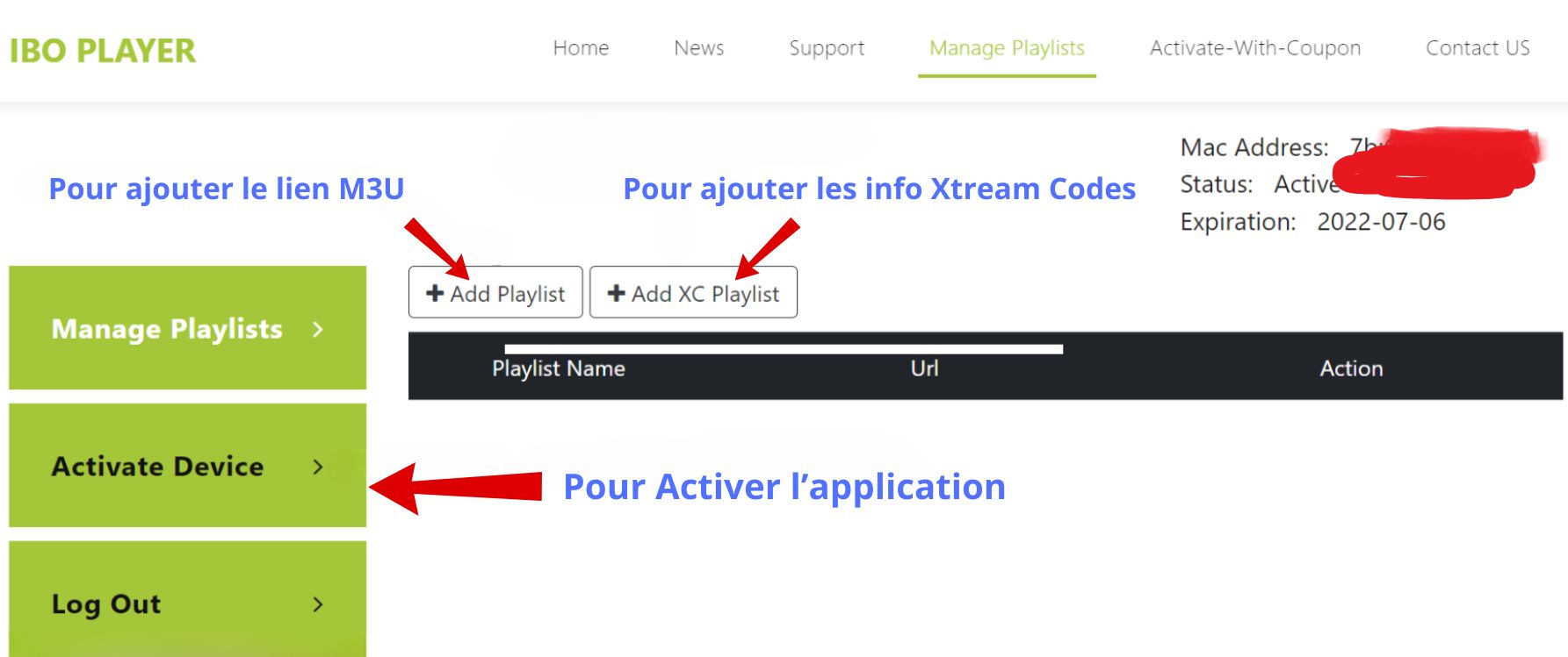Pour ajouter les info Xtream Codes